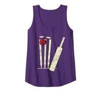 Bate de críquet Bola tocones Bolos de críquet Vintage Camiseta sin Mangas, Mujer, Morado, XL