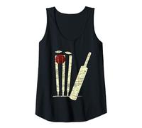 Bate de críquet Bola tocones Bolos de críquet Vintage Camiseta sin Mangas, Mujer, Negro, XL