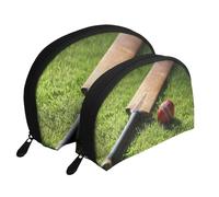 Bate y Pelota de críquet, Bolsa de Maquillaje de Concha, Monedero pequeño para Mujer, Bolsa de artículos de tocador, Bolsa de cosméticos, 2 Piezas