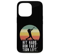 Bateador de béisbol Homerun Hit Hard Run Fast Turn Left Vintage Carcasa para iPhone 13 Pro
