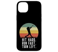 Bateador de béisbol Homerun Hit Hard Run Fast Turn Left Vintage Carcasa para iPhone 14 Plus