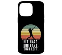 Bateador de béisbol Homerun Hit Hard Run Fast Turn Left Vintage Carcasa para iPhone 14 Pro Max