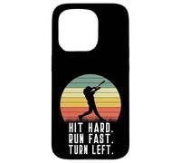 Bateador de béisbol Homerun Hit Hard Run Fast Turn Left Vintage Carcasa para iPhone 15 Pro