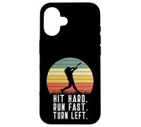 Bateador de béisbol Homerun Hit Hard Run Fast Turn Left Vintage Carcasa para iPhone 16