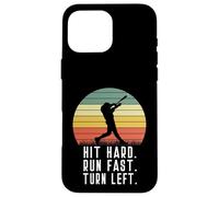 Bateador de béisbol Homerun Hit Hard Run Fast Turn Left Vintage Carcasa para iPhone 16 Pro Max