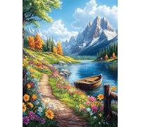 Bateau Sur le lac de montagne Rompecabezas 500 Piezas Cartón Grueso para Coleccionistas Mitos fantásticos Eventos Team Building Relajación Mental Ocio En Casa Reyes 500 PCS