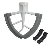 Batedor de borde flexible para mezcladores de cabeza inclinada KitchenAid 4.5-5 cuartos, fijación de paleta con silicona flexible de ambos lados, accesorios para mezclador