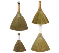 Báteres de 4 Piezas Batires, Hierba Natural Hecha a Mano Mini Escoba Suave con Mango Envuelto en ratán y cordón para la Escoba Limpia al Aire Libre en Interiores