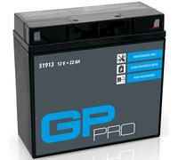 GP-PRO Gel Batería 12V 22Ah 51913 GT19BL-BS Batería moto, precargada sellada sin mantenimiento similar YT19BL-BS / 51814/52015