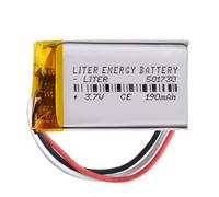 Batería 3 Cables 501730 LiPo 3.7V 190mAh 0.703Wh 1S 5C Liter Energy Battery Recargable con PCM termistor NTC smartwatch Reloj electrónica No Apta para Radio Control 32x17x5mm (3P|190mAh|501730)
