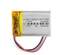 Batería 3 Cables 502030 LiPo 3.7V 270mAh 0.999Wh 1S 5C Liter Energy Battery Recargable con PCM termistor NTC smartwatch Reloj electrónica No Apta para Radio Control 32x20x5mm (3P|270mAh|502030)