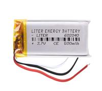 Batería 3 Cables 602040 LiPo 3.7V 500mAh 1.85Wh 1S 5C Liter Energy Battery Recargable con PCM termistor NTC smartwatch Reloj electrónica No Apta para Radio Control 42x20x6mm (3P|500mAh|602040)
