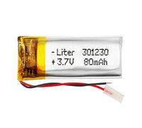 Batería 301230 LiPo 3.7V 80mAh 0.296Wh 1S 5C Liter Energy Battery para Electrónica Recargable teléfono portátil vídeo smartwatch Reloj GPS - No Apta para Radio Control 32x12x3mm (80mAh|301230)