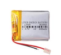 Batería 353442 LiPo 3.7V 500mAh 1.85Wh 1S 5C Liter Energy Battery para Electrónica Recargable teléfono portátil vídeo smartwatch Reloj GPS - No Apta para Radio Control 44x34x3.5mm (500mAh|353442)