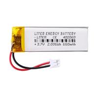 Batería 402060 LiPo 3.7V 550mAh 2.035Wh Recargable Conector PH2.0 (JST-PHR-02) Tipo B Litio: Asegúrese Que la polaridad del Dispositivo Coincide con la batería 62x20x4mm (PH2|550mAh|402060)
