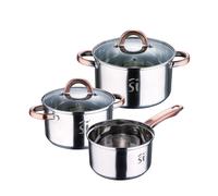 Bateria 5pc acero inoxidable Ø16/18/20 aptas para inducción colección + sartenes Ø16/20/24 cm