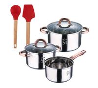 Bateria 5pc acero inoxidable ø16ø18ø20, aptas para inducción+ bergner excalibur juego de 2 utensilios de cocina