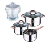 Bateria 5pc acero inoxidable ø16ø18ø20, aptas para inducción+ bergner naturally - exprimidor de 40w de potencia - capacidad de 1.2 litros