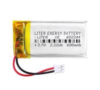 Batería 602244 LiPo 3.7V 600mAh 2.22Wh Recargable Conector PH2.0 (JST-PHR-02) Tipo B Litio: Asegúrese Que la polaridad del Dispositivo Coincide con la batería 46x22x6mm (PH2|600mAh|602244)
