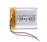 Batería 602530 LiPo 3.7V 500mAh 1.85Wh 1S 5C Liter Energy Battery para Electrónica Recargable teléfono portátil vídeo smartwatch Reloj GPS - No Apta para Radio Control 32x25x6mm (500mAh|602530)