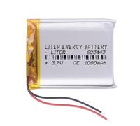 Batería 603443 LiPo 3.7V 1000mAh 3.7Wh 1S 5C Liter Energy Battery para Electrónica Recargable teléfono portátil vídeo smartwatch Reloj GPS - No Apta para Radio Control 45x34x6mm (1000mAh|603443)