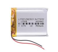 Batería 603443 LiPo 3.7V 950mAh 3.515Wh 1S 5C Liter Energy Battery para Electrónica Recargable teléfono portátil vídeo smartwatch Reloj GPS - No Apta para Radio Control 45x34x6mm (950mAh|603443)