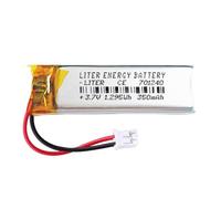 Batería 701240 LiPo 3.7V 350mAh 1.295Wh Recargable Conector PH2.0 (JST-PHR-02) Tipo B Litio: Asegúrese Que la polaridad del Dispositivo Coincide con la batería 42x12x7mm (PH2|350mAh|701240)