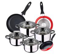 Bateria 8pc acero inoxidable apta para inducción + 3 sartenes 16x20x24 cm san ignacio