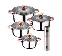 Bateria 8pc acero inoxidable apta para inducción colección san ignacio premium + bergner copper pulverizador de aceite y vinagre