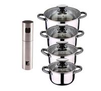Bateria 8pc acero inoxidable apta para inducción colección san ignacio premium + bergner copper pulverizador de aceite y vinagre