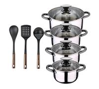 Bateria 8pc acero inoxidable apta para inducción colección san ignacio premium + bergner copper set de 3 utensilios de cocina en pbt negro y cobre