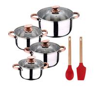 Bateria 8pc acero inoxidable apta para inducción colección san ignacio premium + bergner excalibur juego de 2 utensilios de cocina