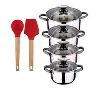 Bateria 8pc acero inoxidable apta para inducción colección san ignacio premium + bergner excalibur juego de 2 utensilios de cocina