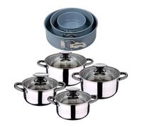 Bateria 8pc acero inoxidable apta para inducción colección san ignacio premium + juego de 3 moldes de horno redondos ø12ø18ø22cm noia san ignacio