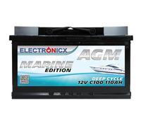 Batería AGM 110Ah 12V de Ciclo Profundo - Sin Mantenimiento, Ideal para Barco, Coche, Caravana, Energía Solar y Sistemas Off Grid