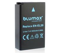 Batería Blumax EN-EL20 Compatible con Nikon DL 24-500 1 AW1 J1 J2 J3 S1 V3 COOLPIX P950 - Blackmagic Pocket Cinema 800mAh 7,4V 5,9Wh