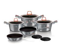 B BERLINGER HAUS BERLINGERHAUS PROFESSIONAL PRECISION AT- 6020 Moonlight Batería Cocina Inducción 10 Piezas,Antiadherente Titanio sin PFOA,Aluminio, Set 3 Cazuelas,2 Salva Manteles, Vitrocerámica,Gris