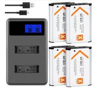 Batería Compatible con Sony NP-BX1 for FDR-X3000R ZV-1 RX100 M7 M6 AS300 HX400 HX60 WX350 AS300V HDR-AS300R FDR-X3000(4battery withCharger)