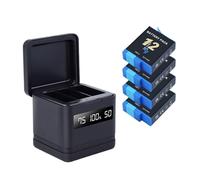 Batería con Estuche Cargador, Baterías For Cámaras Deportivas, Accesorios Negros, Compatible con GoPro Hero 12, 11, 10 Y 9(4Battery 1 Charger)