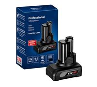Batería de 12 V 6,0 Ah compatible con sistema Bosch Professional de 12 V, batería de ion de litio de repuesto con indicador de estado de carga LED, batería de alto rendimiento para herramientas