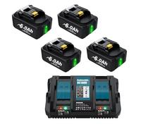 Batería De 18v, Compatible Con Makita, BL1860 BL1850B BL1850 BL1840 BL1830, Batería Y Cargador De Destornillador, Baterías De Repuesto For Herramientas Eléctricas De 18v.(2 set 6.0)