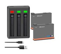 Batería De 2200mAh, Compatible con Insta360, For Batería Recargable One X3 + Batería De Cámara De Acción con Cargador LED(2BatteryWithCharger)