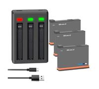 Batería De 2200mAh, Compatible con Insta360, For Batería Recargable One X3 + Batería De Cámara De Acción con Cargador LED(3BatteryWithCharger)