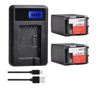 Batería De 2800mAh BP-828 BP828 + Cargador USB con LCD, Compatible con Canon, For HF G50 HF G60 XA40 XA45 GX10 HF G20 HF G21 HFG40 XA10 XA11(2 Battery Set)