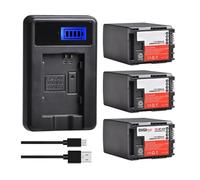 Batería De 2800mAh BP-828 BP828 + Cargador USB con LCD, Compatible con Canon VIXIA HF G50 HF G60 XA40 XA45 GX10 HF G20 HF G21 HFG40 XA10 XA11(3 Battery Set)