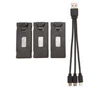 Batería de Aeronaves RC de 3 Piezas, Kit de Litio de 3.7 V Litero-baterías con 3 en 1 Cable de Carga para E88 E88PRO LS E525PRO, Batería de Litio para Dron RC (1800mAh)