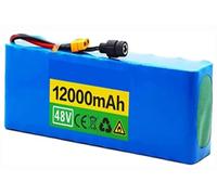 Batería De Alta Potencia Para Bicicleta Eléctrica De 48 V Y 12 Ah (13S4P). Batería Impermeable 13S4P De Repuesto Extraíble Con Cargador Para Motores De 200 W A 800 W. 48V 12Ah,T