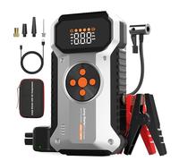 Batería de arranque con compresor de aire de 150 PSI, arranque automático de 4000 A (hasta gasolina y 8 L diesel), batería portátil con pantalla LCD, linterna LED
