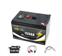 Batería De Ciclo Profundo De Litio De 12V Y 200Ah For Aplicaciones Fuera De La Red, Energía Solar, Buscador De Peces, Iluminación, Ruedas Eléctricas BMS Incorporado(12v 150Ah-charger)