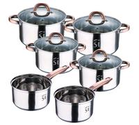 Batería De Cocina 10pc En Acero Inox 2xø16cm 2xø18cm 2xø20cm Con Tapas San Ignacio